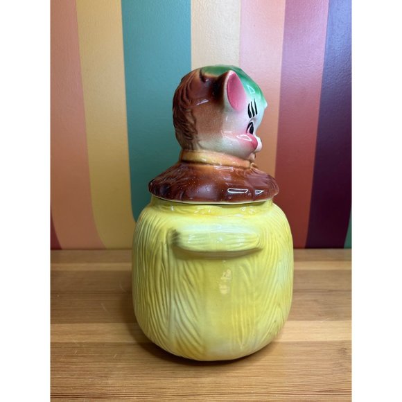 Vintage American Bisque ceramic puppy in a pot cookie jar ceramic1950s kitschy - Picture 2 of 10